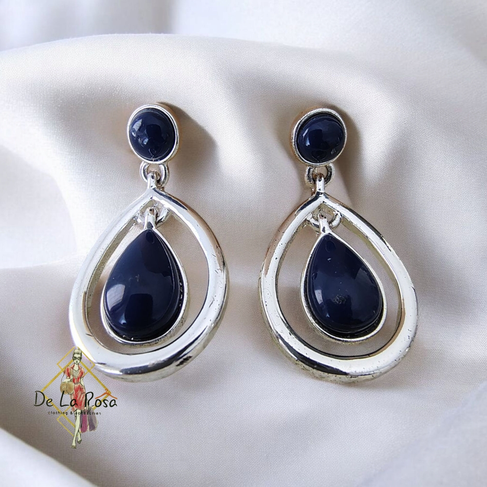 NOC Silver and Blue Liz Claiborne Clip-on  Teardrop Earrings